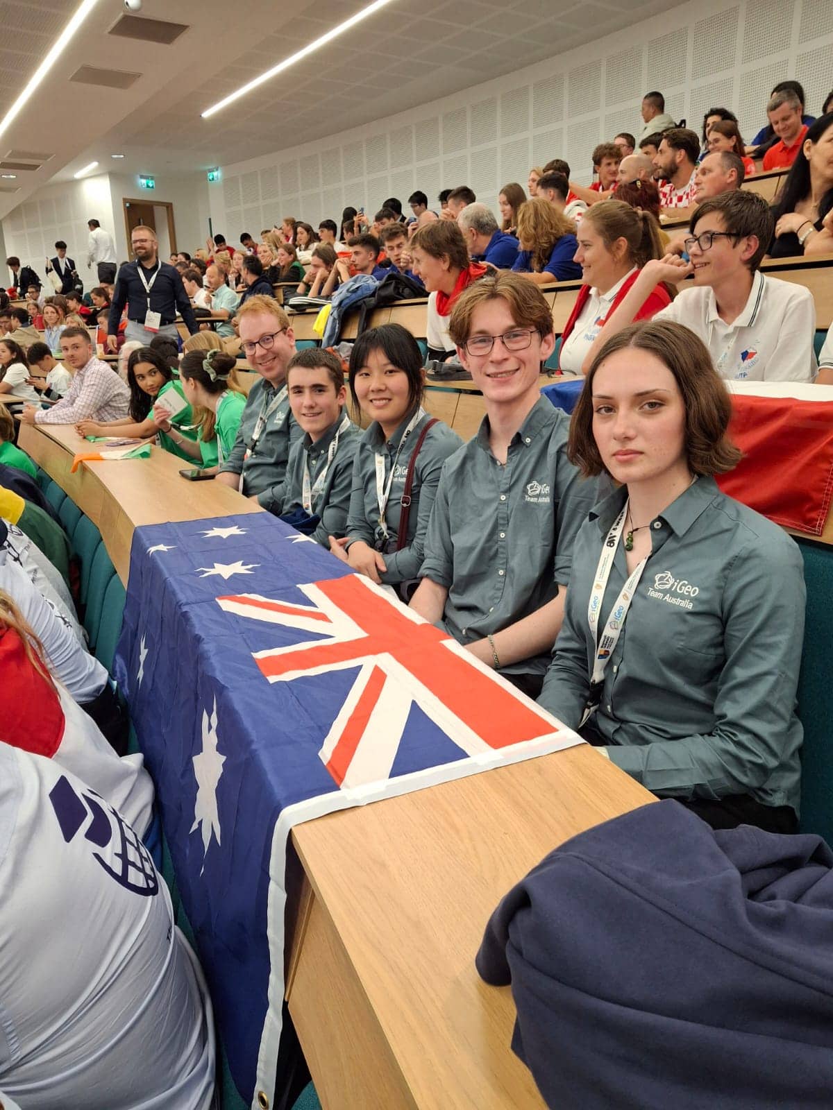 Australian team L-R: John Tasker (team leader), Drew Davison, Sophie Chang, Oliver Walsh, Isla Moore